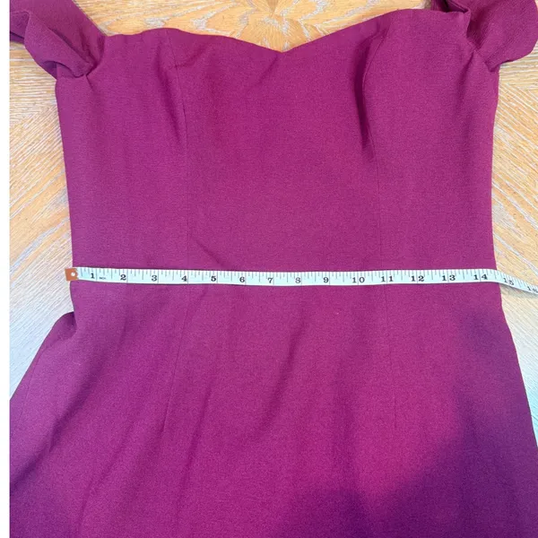 Dress the Population NWT Bailey Off-the-Shoulder Midi‎ Dress Burgundy Size Large - Image 11