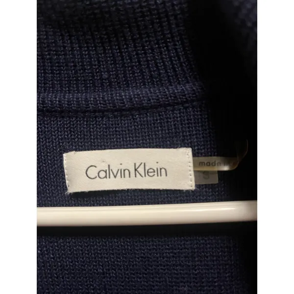 Calvin Klein Size Small‎ Blue Knit Sweater Dress Asymmetric Neck Zip Collar - Image 4