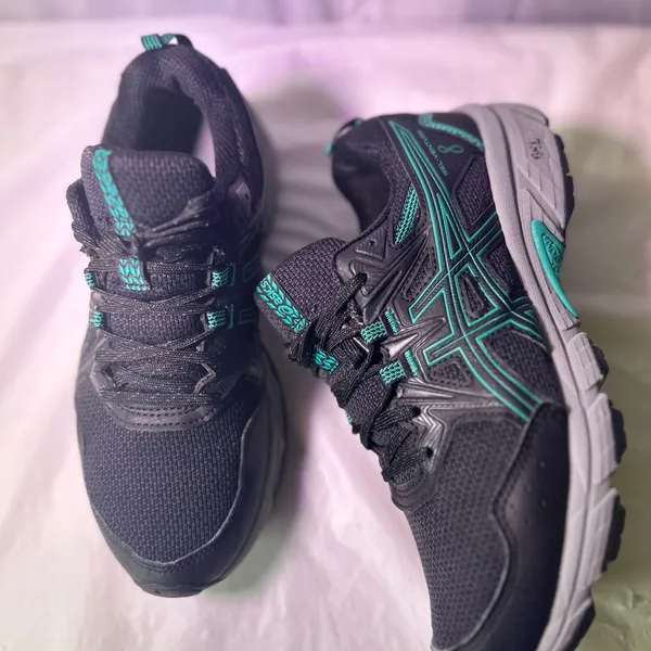 ASICS Gel-Venture 8 Black and Turquoise Trail Shoes - Image 7
