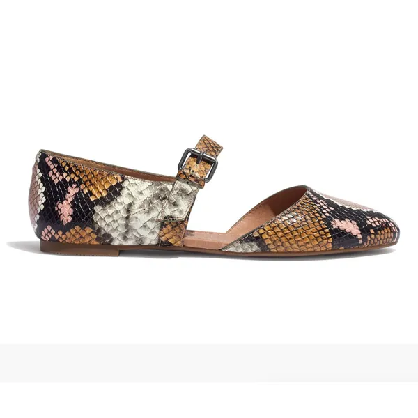 Madewell Alina Mary-Jane Ballet Snakeskin Leather Flats Size 6 - Image 2