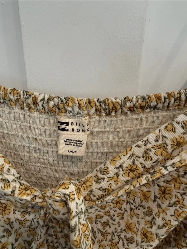 Billabong Yellow and White Floral Cowl Mini Dress - Image 3