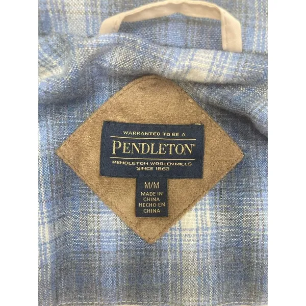 *PENDLETON Jacket Womens Medium Sherpa Fleece Full Zip Plaid Lining Fuzzy Coat - Image 3
