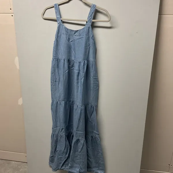 The Drop Denim Tiered Maxi‎ Dress Blue XXS Spaghetti Strap Casual Summer - Image 2