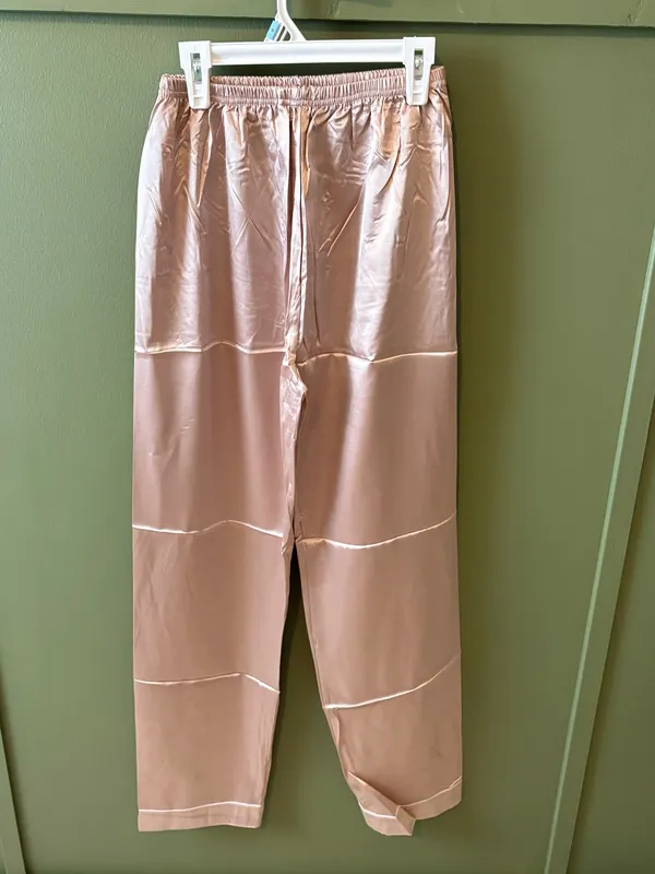 Blush Satin Button Front Pajama Set Pink Size XXL - Image 5
