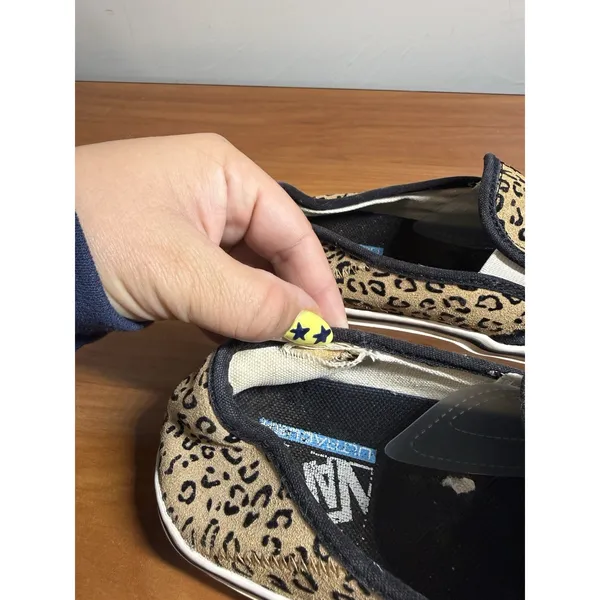 VANS WOMENS Mini Leopard Print SF Slip-On Sneakers Suede Marshmallow Size 9.5 - Image 5