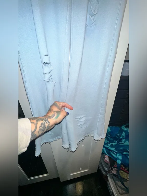Vintage Havana Est 1954 Distressed Powder Blue Flare Sweatpants - Image 8