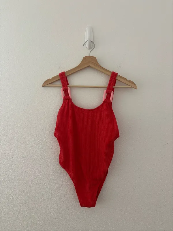 Aerie crinkle birthday scoop cheekiest one piece in resort red - Image 3