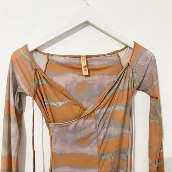 SKIMS Jelly Sheer Off The Shoulder Dress in Tie Dye Size Small S - Image 5