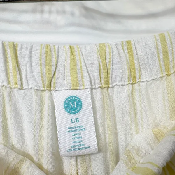 Martha Stewart Large Pajama Set Yellow White‎ Striped Rayon Short Sleeve 497 - Image 13