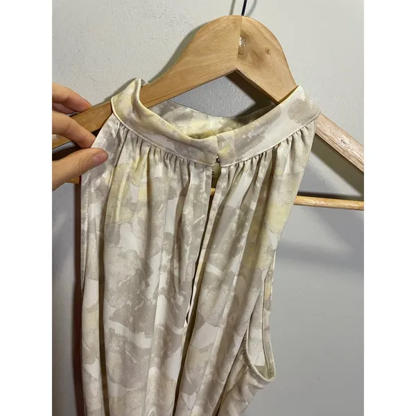 Prologue Midi Dress Womens Small Beige Floral Halter Neck Sleeveless Belted Boho - Image 6