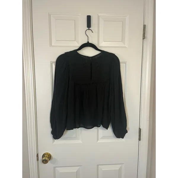 Free People Valencia Embroidered Eyelet Balloon Sleeve Blouse Women's sz. XS - Image 7