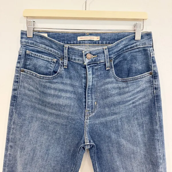 Levis Jeans Size 30 Blue Split Decision High Rise Straight‎ Denim Distressed 90s - Image 4