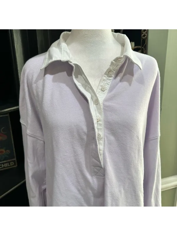 Aerie Lavender Long Sleeve Collared Top – Size L - Image 11