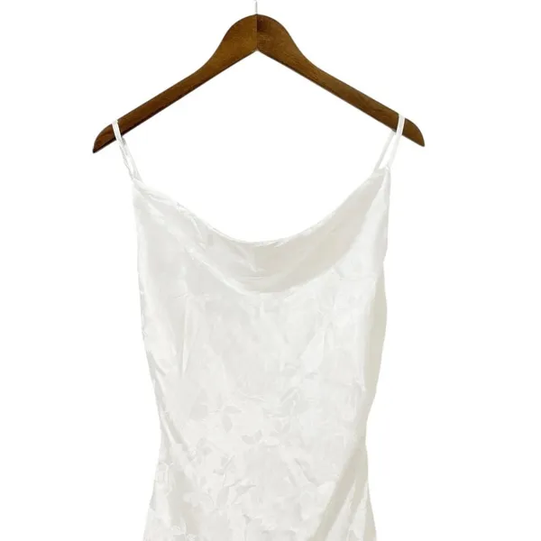 Lulus Close to Your Heart White Satin Jacquard Cowl Slip Dress size Large NWT - Image 6