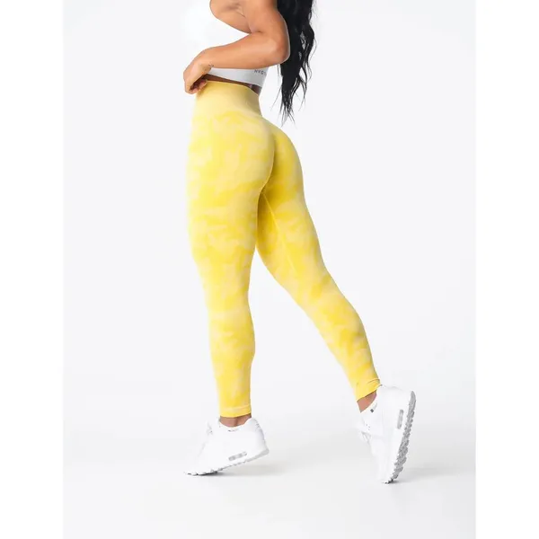 NVTGN Womens Leggings Sunshine Yellow Camo Seamless High Waisted Pull On Size XS - Image 5