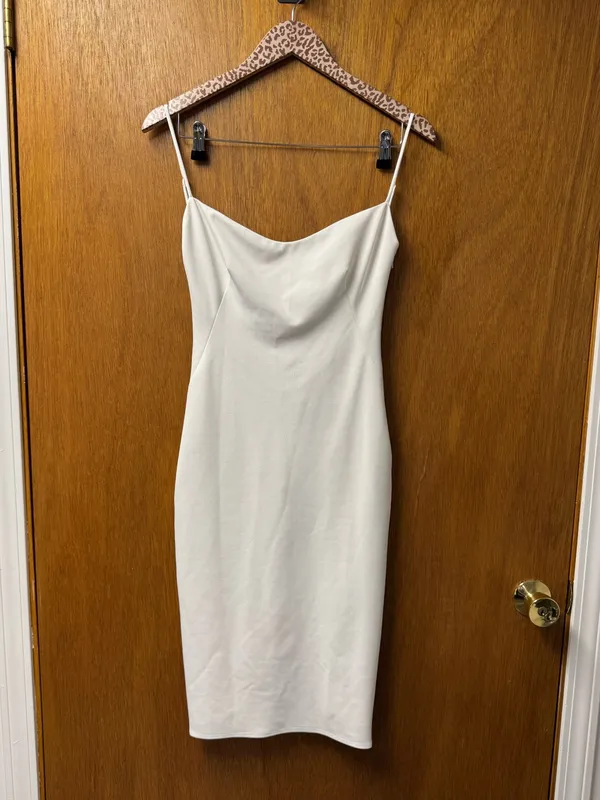 Katie May Pretty Bird Sleeveless Cowl Draped Back Dress Ivory White Small Bridal - Image 16