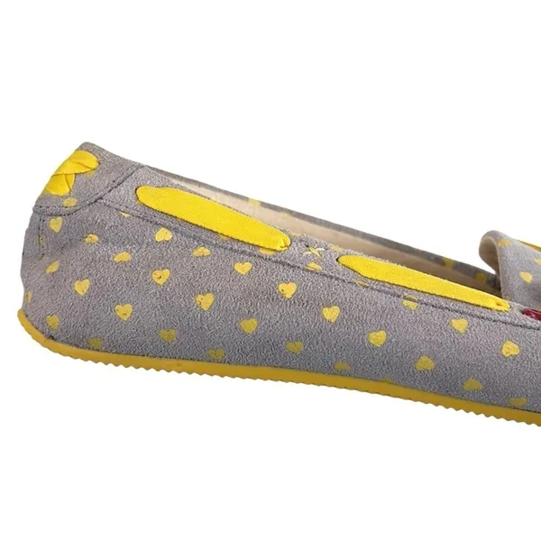 EUC UGG Leather Belle Heart Slippers Grey Yellow Hearts Size 7 - Image 3