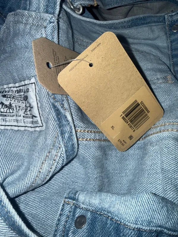 Levi's NWT Shortall Light Wash Cuffed Denim Vintage Festival Short Overalls XL - Image 5