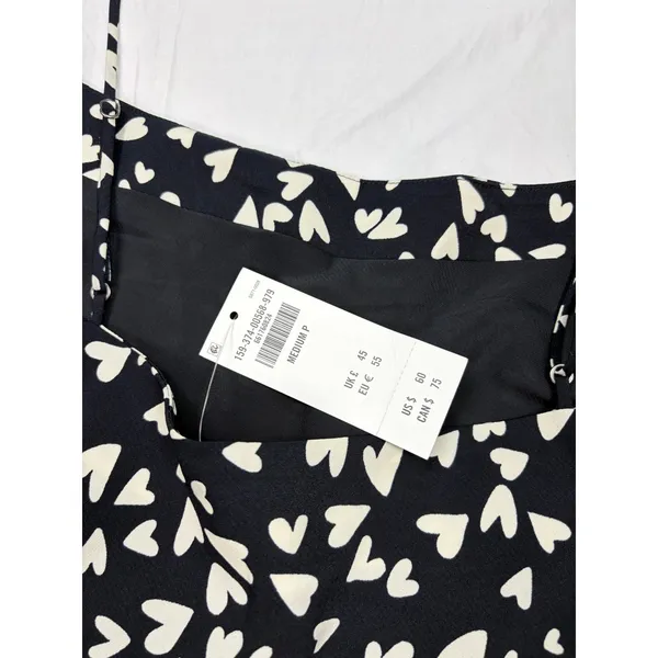 NWT Abercrombie & fitch womens black cream hearts mini dress. silky feel Size MP - Image 4