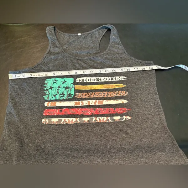 Women's Black Graphic Flag Tank Top size L Gray Size L - Image 8