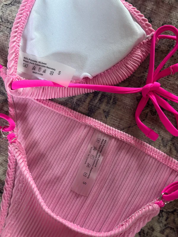 SHEIN Neon Pink/Light Pink Bathing Suit Set - Image 2