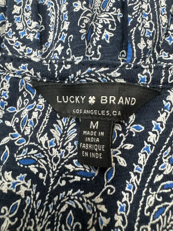 Lucky Brand Navy and White Embroidered Tank Top Blouse Size Medium - Image 4