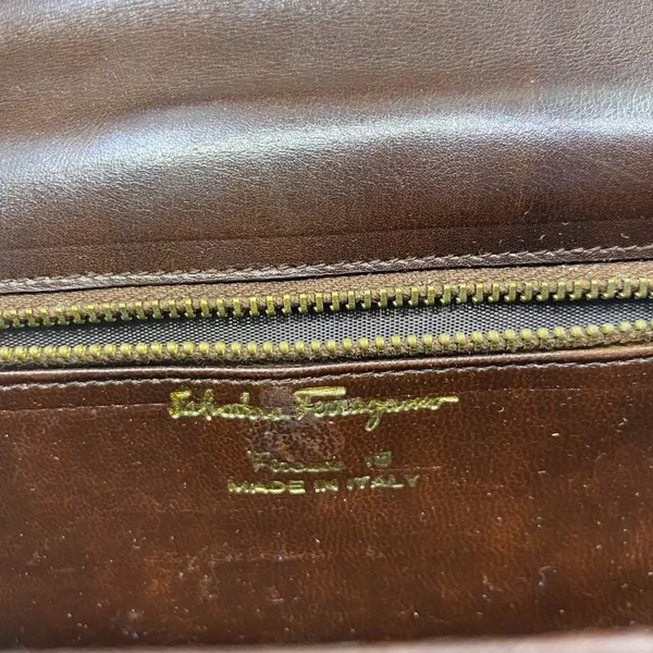 Salvatore Ferragamo Vintage Brown Clutch - Image 7