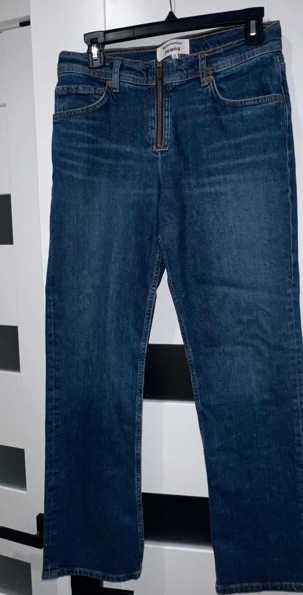 Reformation Julianna Zip Mid Rise Straight Leg Jeans - Image 4