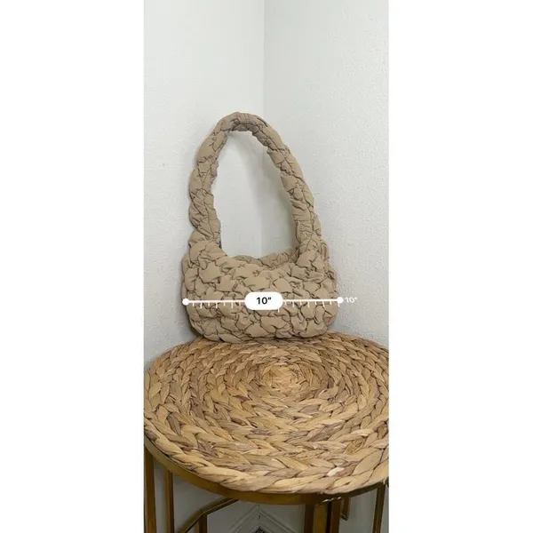 Babaton Aritzia Purse Curator Wicker Tan Bag Quilted Pillowy puffer Modern hobo - Image 6