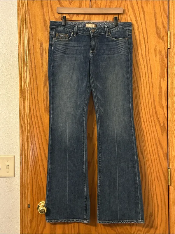 Paige Laurel Canyon Bootcut Women’s Blue Embroidered Jeans - Size 32 - Image 3