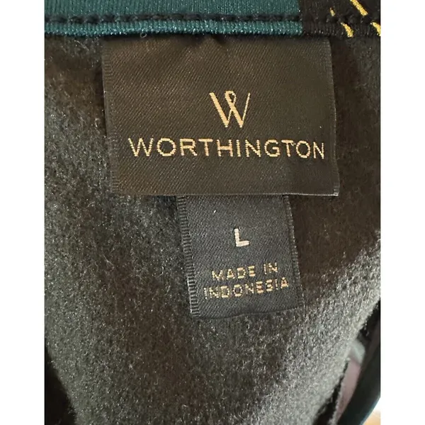 Worthington Sleevless Top Stripe Faux Leather‎ Dressy Geometric size large - Image 5