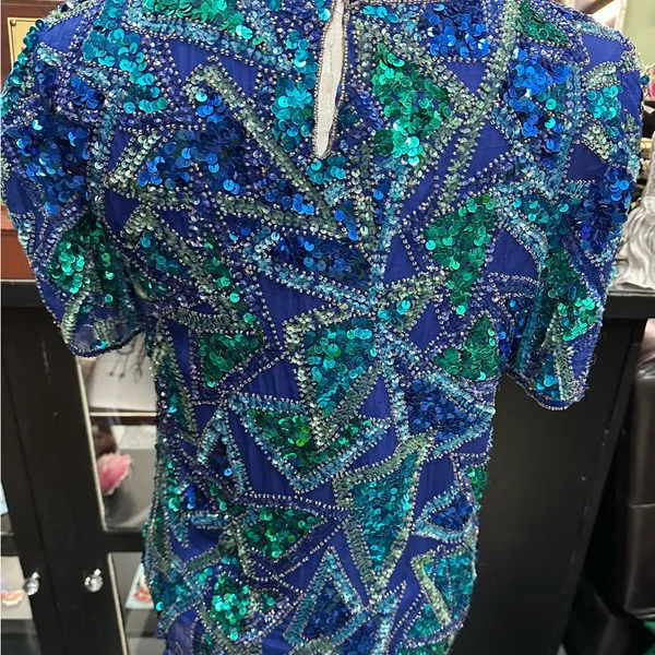 Styleworks sz Medium purple, blue & green sequin top - Image 3