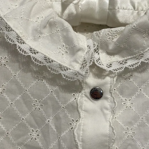 Coach Broderie Anglaise Lace Long Sleeve Cottagecore Minimalist Coquette Regency - Image 4