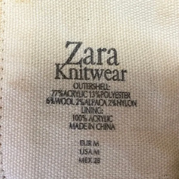 Zara Women's Brown Tan Wool Alpaca Faux Fur Long Sleeve Open Cardigan Sweater M - Image 4