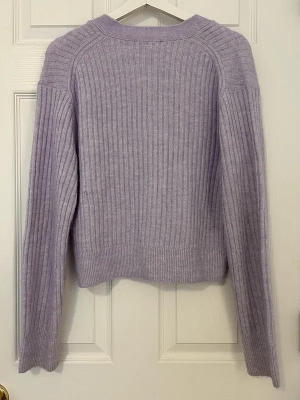 Purple H&M Cardigan V-Neck XS - Image 2