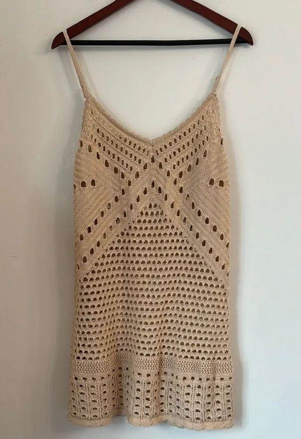 Aerie Crochet Cover Up Mini Dress xl - Image 3
