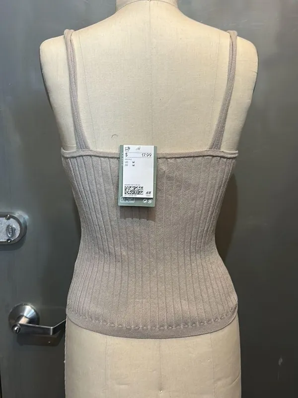 H&M light beige taupe rib knit tank top M - Image 3
