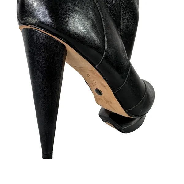 Velvet Angels OTK Leather Platform Boots High Heel Black‎ Women's EU 37 US 7 - Image 8