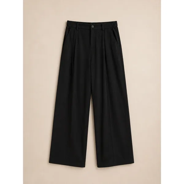 Halara Women Pants XL Black Wide Leg High Waisted Pleated Elastic Back Pockets - Image 2