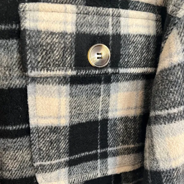 Mystree Women Black White Plaid Shacket Wool Blend Long‎ Shirt Jacket Size Small - Image 3