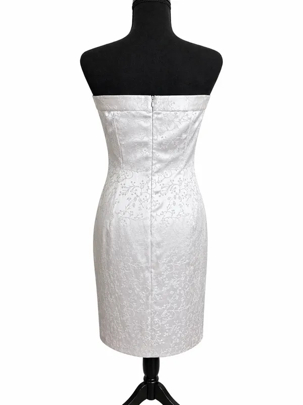 Express Strapless Ivory Jacquard Sheath Dress - Image 5