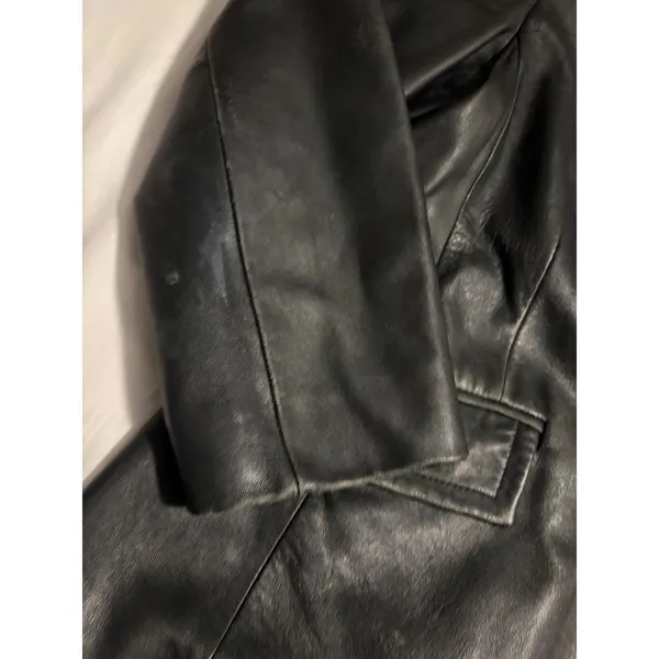 Worthington Black Genuine Lambskin Leather Blazer Jacket‎ Petite Large 3-Button - Image 3