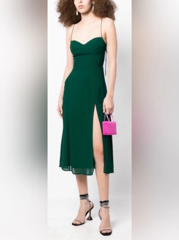 NEW Reformation Juliette emerald green midi Dress sz 10 - Image 8