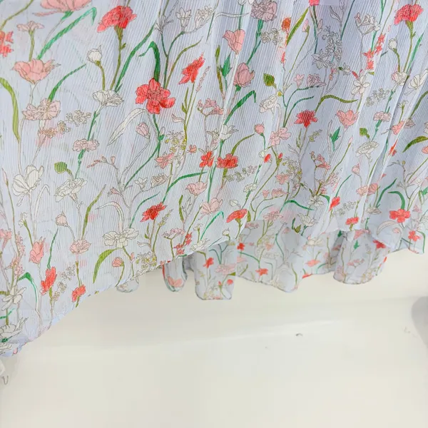 Banana Republic Pale Blue Hi Low Dress Sz 14 Coastal Boho Resort Floral Garden - Image 6