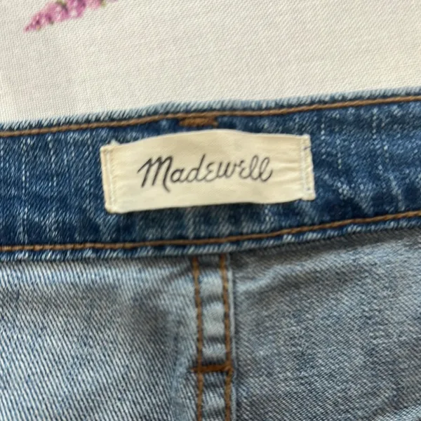 Madewell High-rise denim Blue Jean Shorts Raw Frayed Hem Size 32 - Image 3