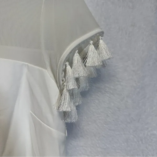 Lulus‎ Iced Latte White Short Sleeve Tassel Shift Dress Size S - Image 5