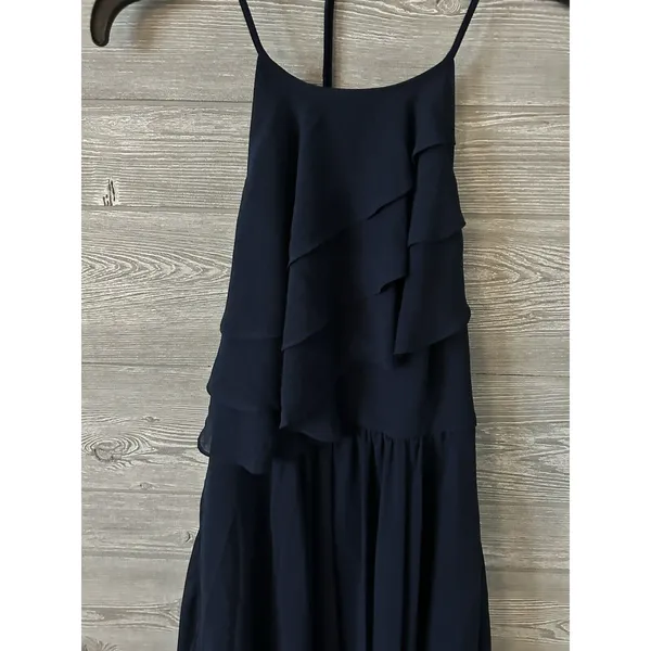 BCBGeneration Navy Blue Ruffle Mini Dress Size 2 Zip Halter‎ Sleeveless - Image 5