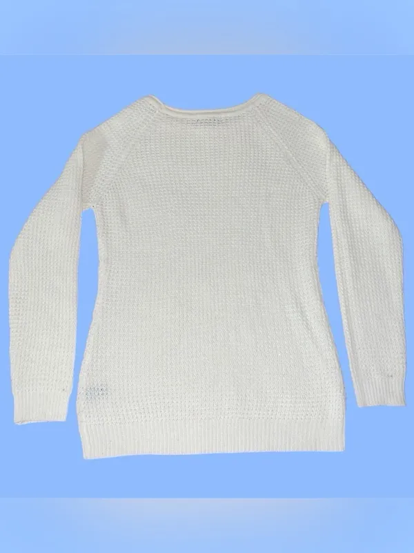 Cream Waffle knit sweater. Size L - Image 2