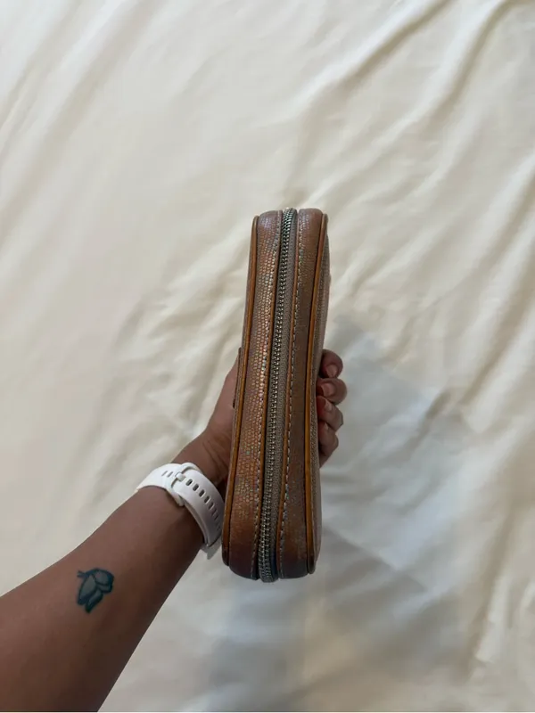 CONSUELA | Gloria Textured iridescent leather Large Brown Wristlet Wallet - Image 5