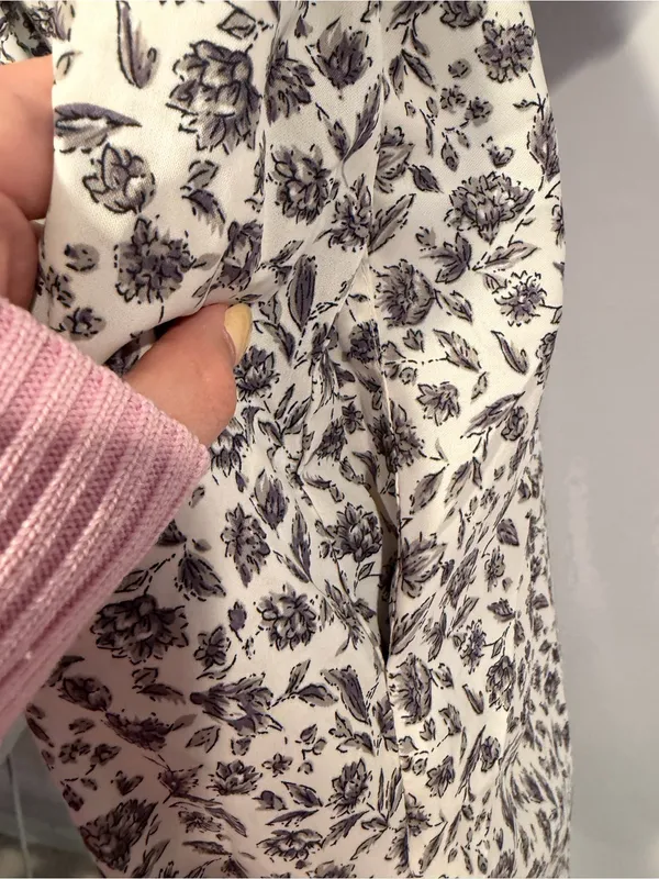 Mikarose Cream Dress‎ with Gray Floral Print - Image 5